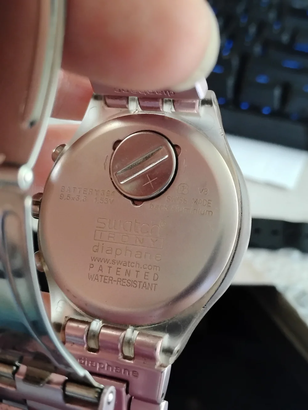 Swatch Ladies Pink Stainless Steel Chronograph Watch